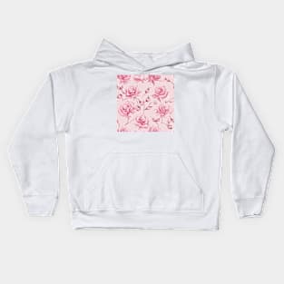 Pink Vintage Floral  Romantic Flower Design Kids Hoodie